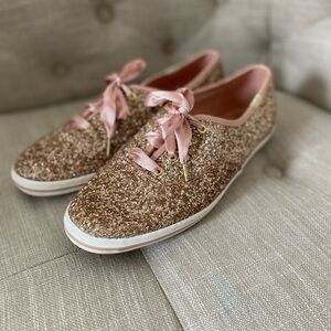 Keds x Kate Spade Glittery rose gold Sneakers 8W (Wide)